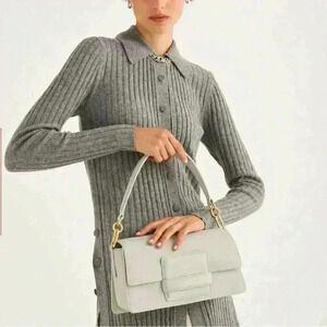 Oroton Alva day leather bag in greystone leather